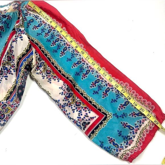 Sundance Johnny Was 100% Silk Handkerchief Print Top - Picture 8 of 11